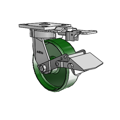 4 Series Kingpinless Casters Top Plate Swivel Caster with 6 x 2 Cast Iron wheel and Tread Lock Brake