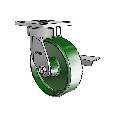 4 Series Kingpinless Casters Top Plate Swivel Caster with 6 x 2 Cast Iron wheel and Side Lock Brake