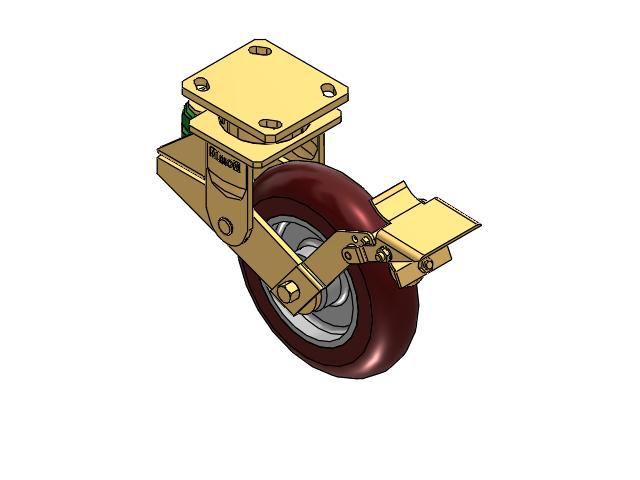 141 Series Top Plate Swivel Caster with 8 x 2 Maroon Tread on Aluminum Core AX - Round Polyurethane (Aluminum Core) Wheel and Brake
