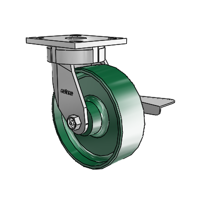 4 Series Kingpinless Casters Top Plate Swivel Caster with 6 x 2 Forged Steel wheel and Side Lock Brake