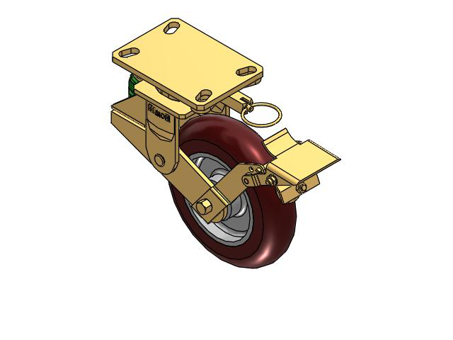 141 Series Top Plate Swivel Caster with 8 x 2 Maroon Tread on Aluminum Core AX - Round Polyurethane (Aluminum Core) Wheel and Brake