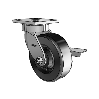 4 Series Kingpinless Casters Top Plate Swivel Caster with 6 x 2 Phenolic wheel and Side Lock Brake