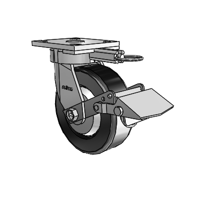 4 Series Kingpinless Casters Top Plate Swivel Caster with 6 x 2 Phenolic wheel and Tread Lock Brake