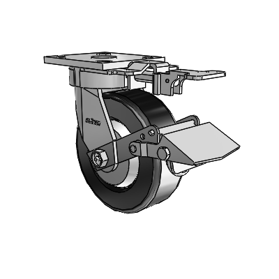 4 Series Kingpinless Casters Top Plate Swivel Caster with 6 x 2 Phenolic wheel and Tread Lock Brake