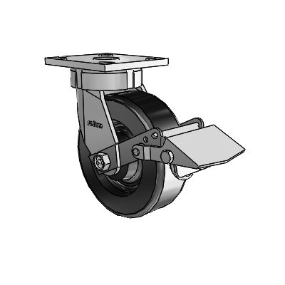 4 Series Kingpinless Casters Top Plate Swivel Caster with 6 x 2 Phenolic wheel and Tread Lock Brake