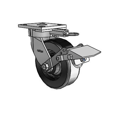 4 Series Kingpinless Casters Top Plate Swivel Caster with 6 x 2 Phenolic wheel and Tread Lock Brake