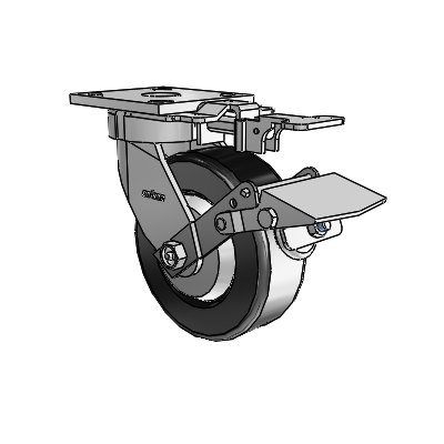 4 Series Kingpinless Casters Top Plate Swivel Caster with 6 x 2 Phenolic wheel and Tread Lock Brake
