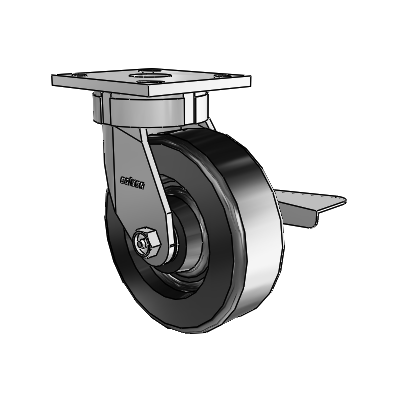 4 Series Kingpinless Casters Top Plate Swivel Caster with 6 x 2 Phenolic wheel and Side Lock Brake