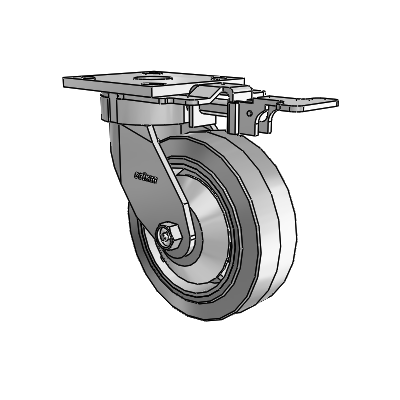 4 Series Kingpinless Casters Top Plate Swivel Caster with 6 x 2 Performa Rubber (Flat/Grey) wheel