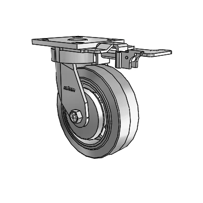 4 Series Kingpinless Casters Top Plate Swivel Caster with 6 x 2 Performa Rubber (Flat/Grey) wheel