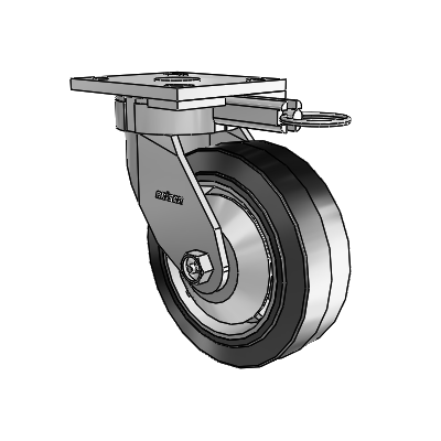4 Series Kingpinless Casters Top Plate Swivel Caster with 6 x 2 Performa Rubber (Flat/Black) wheel