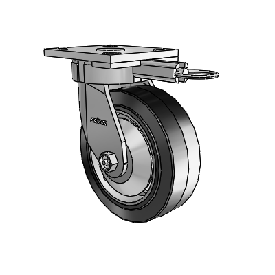 4 Series Kingpinless Casters Top Plate Swivel Caster with 6 x 2 Performa Rubber (Flat/Black) wheel