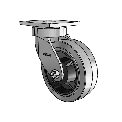 4 Series Kingpinless Casters Top Plate Swivel Caster with 6 x 2 Performa Rubber (Flat/Conductive) wheel