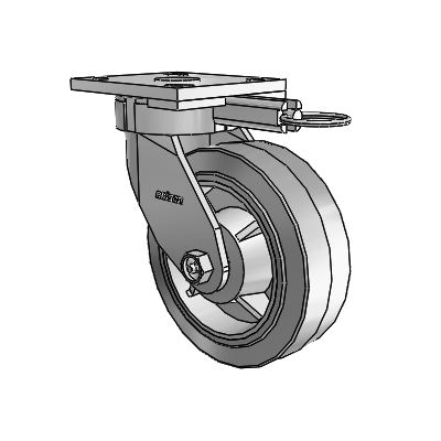 4 Series Kingpinless Casters Top Plate Swivel Caster with 6 x 2 Performa Rubber (Flat/Grey) wheel