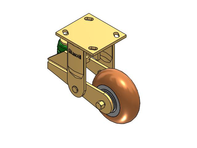 141 Series Top Plate Rigid Caster with 5 x 2 Butterscotch Tread on Aluminum Core PM - Round Polyurethane (Aluminum Core) Wheel