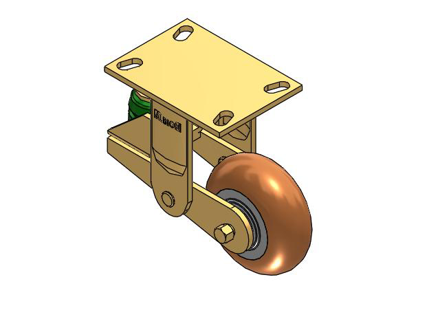 141 Series Top Plate Rigid Caster with 5 x 2 Butterscotch Tread on Aluminum Core PM - Round Polyurethane (Aluminum Core) Wheel