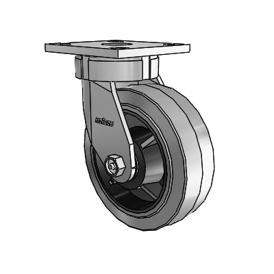 4 Series Kingpinless Casters Top Plate Swivel Caster with 6 x 2 Performa Rubber (Flat/Conductive) wheel