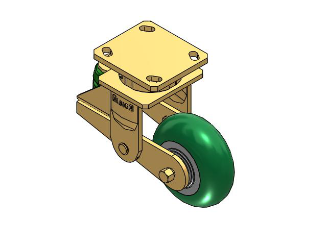 141 Series Top Plate Swivel Caster with 5 x 2 Green Tread on Aluminum Core PM - Round Polyurethane (Aluminum Core) Wheel