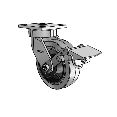4 Series Kingpinless Casters Top Plate Swivel Caster with 6 x 2 Performa Rubber (Flat/Conductive) wheel and Tread Lock Brake