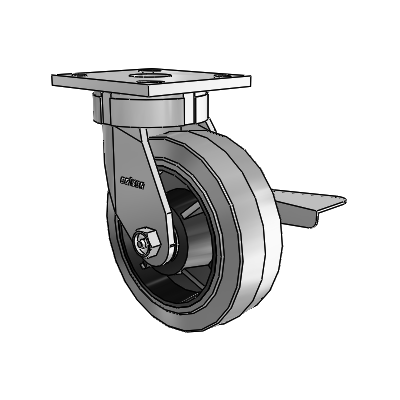 4 Series Kingpinless Casters Top Plate Swivel Caster with 6 x 2 Performa Rubber (Flat/Conductive) wheel and Side Lock Brake