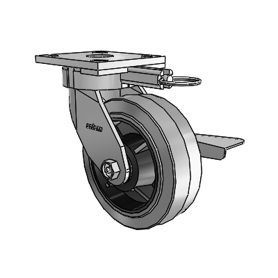 4 Series Kingpinless Casters Top Plate Swivel Caster with 6 x 2 Performa Rubber (Flat/Conductive) wheel and Side Lock Brake
