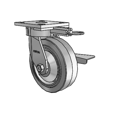 4 Series Kingpinless Casters Top Plate Swivel Caster with 6 x 2 Performa Rubber (Flat/Grey) wheel and Side Lock Brake