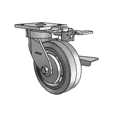4 Series Kingpinless Casters Top Plate Swivel Caster with 6 x 2 Performa Rubber (Flat/Grey) wheel and Side Lock Brake