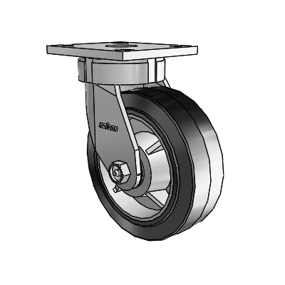 4 Series Kingpinless Casters Top Plate Swivel Caster with 6 x 2 Performa Rubber (Flat/Black) wheel