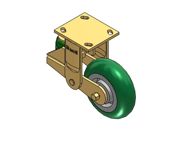141 Series Top Plate Rigid Caster with 6 x 2 Green Tread on Aluminum Core PM - Round Polyurethane (Aluminum Core) Wheel