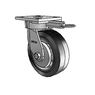 4 Series Kingpinless Casters Top Plate Swivel Caster with 6 x 2 Performa Rubber (Flat/Black) wheel