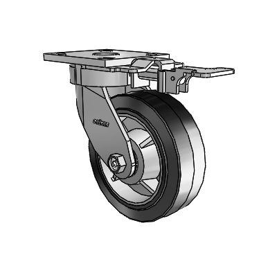 4 Series Kingpinless Casters Top Plate Swivel Caster with 6 x 2 Performa Rubber (Flat/Black) wheel