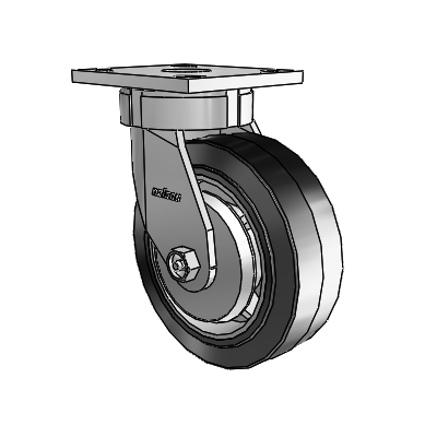 4 Series Kingpinless Casters Top Plate Swivel Caster with 6 x 2 Performa Rubber (Flat/Black) wheel