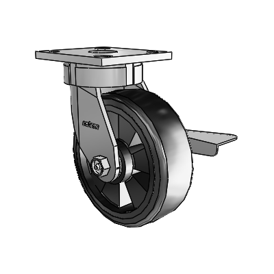 4 Series Kingpinless Casters Top Plate Swivel Caster with 6 x 2 Trans-forma LT (Flat) wheel and Side Lock Brake