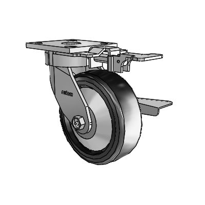 4 Series Kingpinless Casters Top Plate Swivel Caster with 6 x 2 Trans-forma LT (Flat) wheel and Side Lock Brake