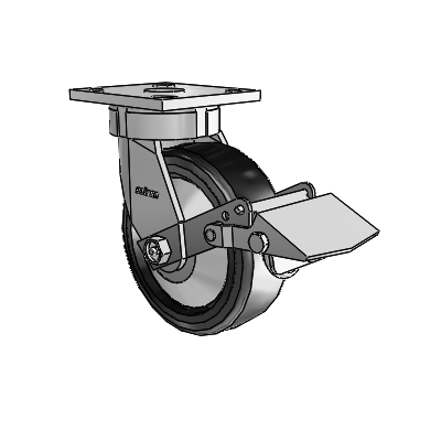 4 Series Kingpinless Casters Top Plate Swivel Caster with 6 x 2 Trans-forma LT (Flat) wheel and Tread Lock Brake