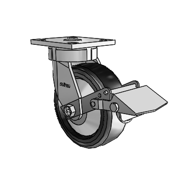 4 Series Kingpinless Casters Top Plate Swivel Caster with 6 x 2 Trans-forma LT (Flat) wheel and Tread Lock Brake