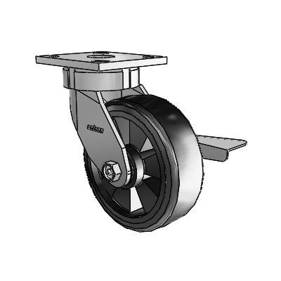 4 Series Kingpinless Casters Top Plate Swivel Caster with 6 x 2 Trans-forma LT (Flat) wheel and Side Lock Brake