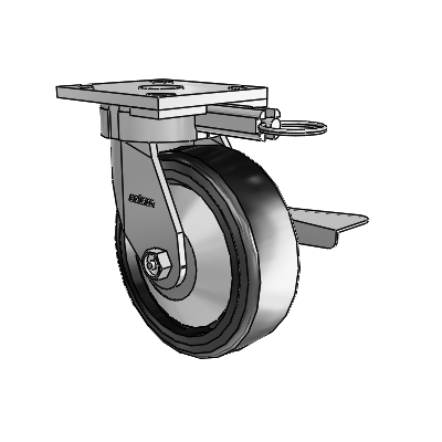 4 Series Kingpinless Casters Top Plate Swivel Caster with 6 x 2 Trans-forma LT (Flat) wheel and Side Lock Brake