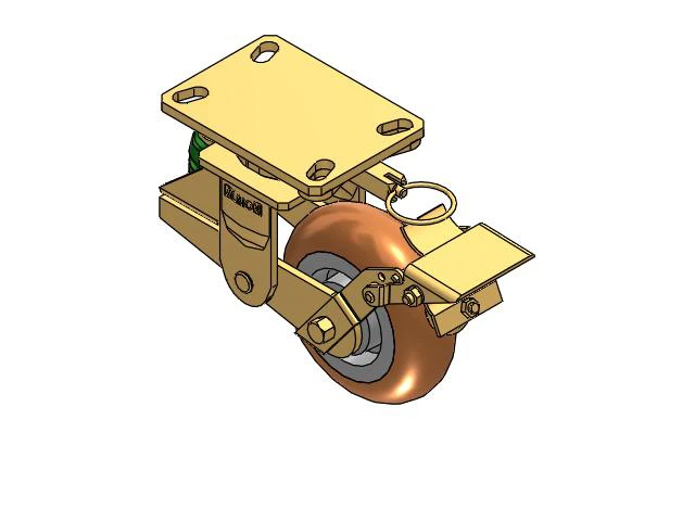 141 Series Top Plate Swivel Caster with 6 x 2 Butterscotch Tread on Aluminum Core PM - Round Polyurethane (Aluminum Core) Wheel and Brake