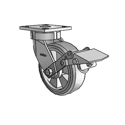 4 Series Kingpinless Casters Top Plate Swivel Caster with 6 x 2 Trans-forma (Flat) wheel and Tread Lock Brake