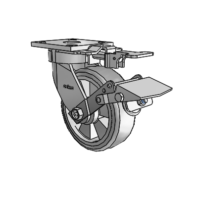 4 Series Kingpinless Casters Top Plate Swivel Caster with 6 x 2 Trans-forma (Flat) wheel and Tread Lock Brake
