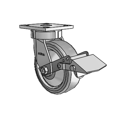 4 Series Kingpinless Casters Top Plate Swivel Caster with 6 x 2 Trans-forma (Flat) wheel and Tread Lock Brake