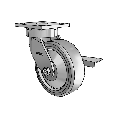 4 Series Kingpinless Casters Top Plate Swivel Caster with 6 x 2 Trans-forma (Flat) wheel and Side Lock Brake