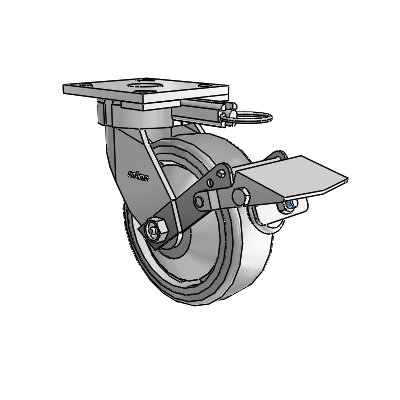 4 Series Kingpinless Casters Top Plate Swivel Caster with 6 x 2 Trans-forma (Flat) wheel and Tread Lock Brake