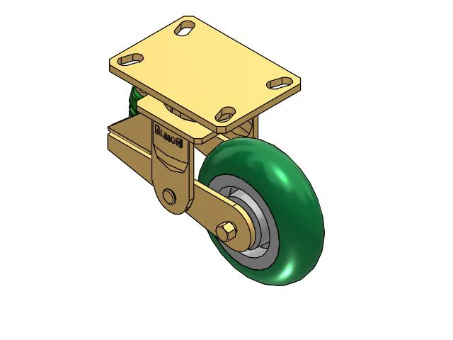 141 Series Top Plate Swivel Caster with 6 x 2 Green Tread on Aluminum Core PM - Round Polyurethane (Aluminum Core) Wheel