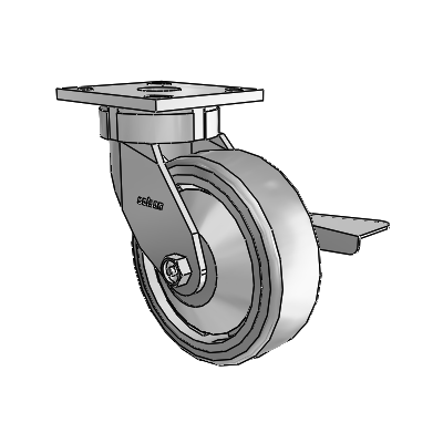 4 Series Kingpinless Casters Top Plate Swivel Caster with 6 x 2 Trans-forma HD (Flat) wheel and Side Lock Brake