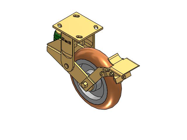 141 Series Top Plate Rigid Caster with 8 x 2 Butterscotch Tread on Aluminum Core PM - Round Polyurethane (Aluminum Core) Wheel and Brake