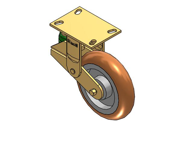 141 Series Top Plate Rigid Caster with 8 x 2 Butterscotch Tread on Aluminum Core PM - Round Polyurethane (Aluminum Core) Wheel