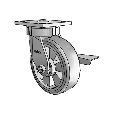 4 Series Kingpinless Casters Top Plate Swivel Caster with 6 x 2 Trans-forma HD (Flat) wheel and Side Lock Brake