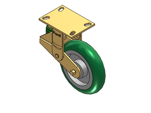 141 Series Top Plate Rigid Caster with 8 x 2 Green Tread on Aluminum Core PM - Round Polyurethane (Aluminum Core) Wheel